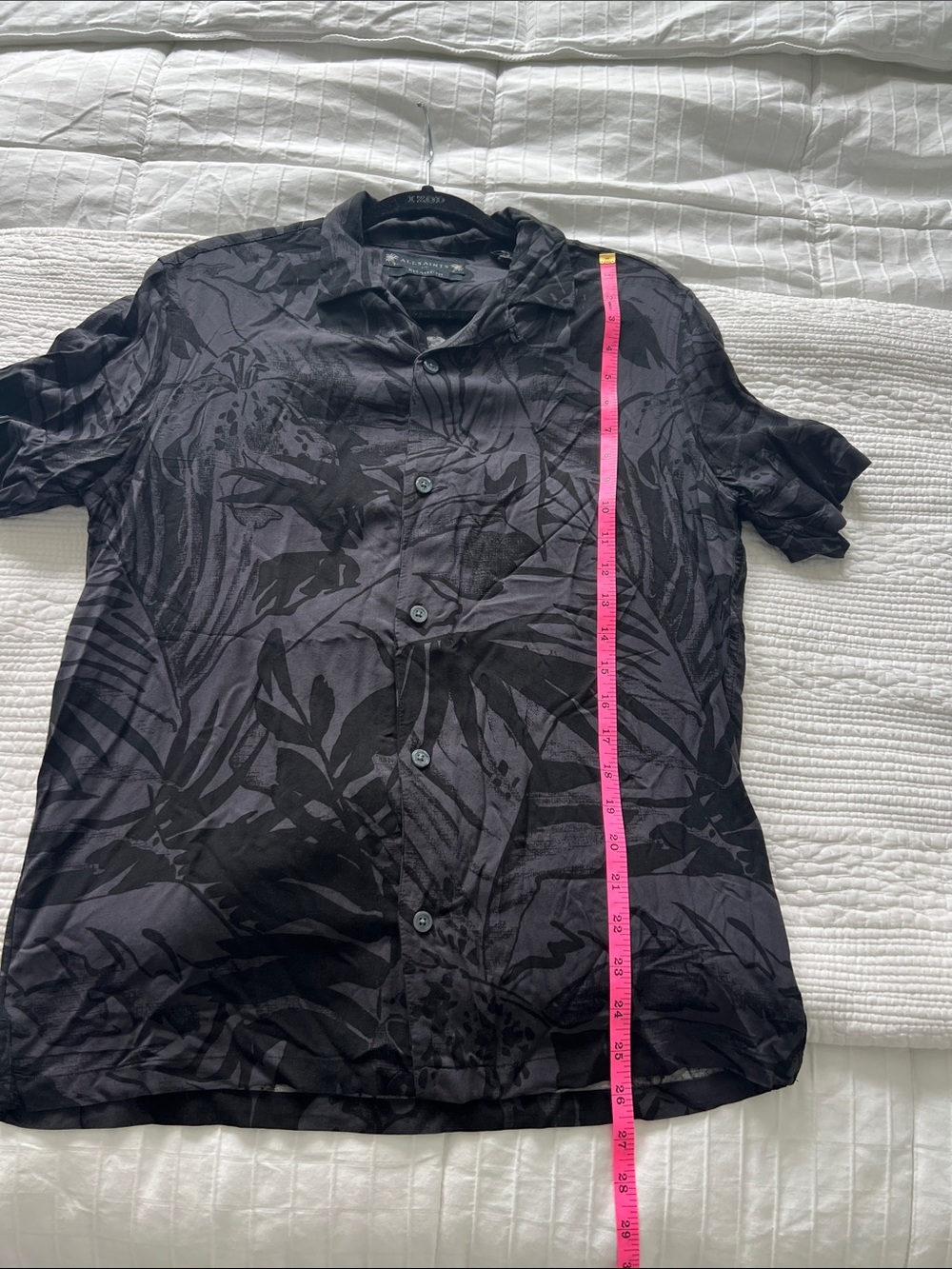All Saints Men's Black Tropical-Print Short-Sleeve Button-Down Shirt - Picture 7 of 8